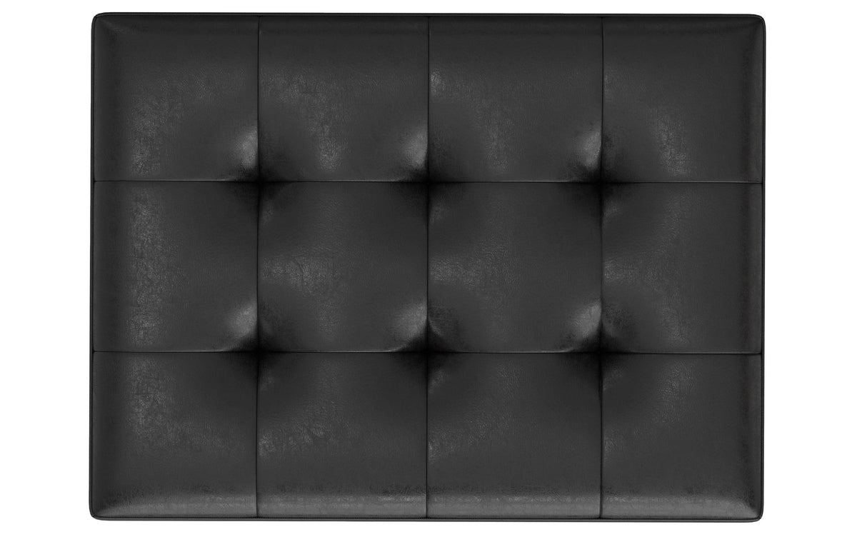 Distressed Black Distressed Vegan Leather | Shay Mid Century Small Square Coffee Table Storage Ottoman