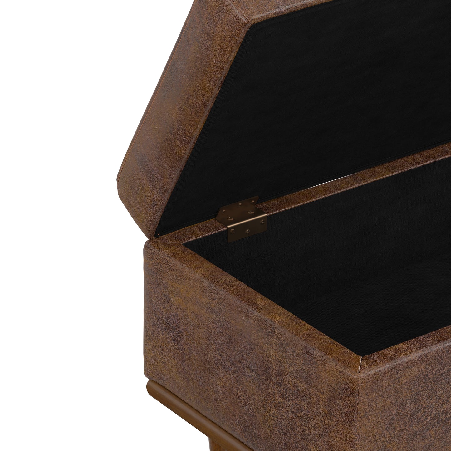 Distressed Chestnut Brown Distressed Vegan Leather | Shiloh Small Storage Ottoman in Distressed Vegan Leather