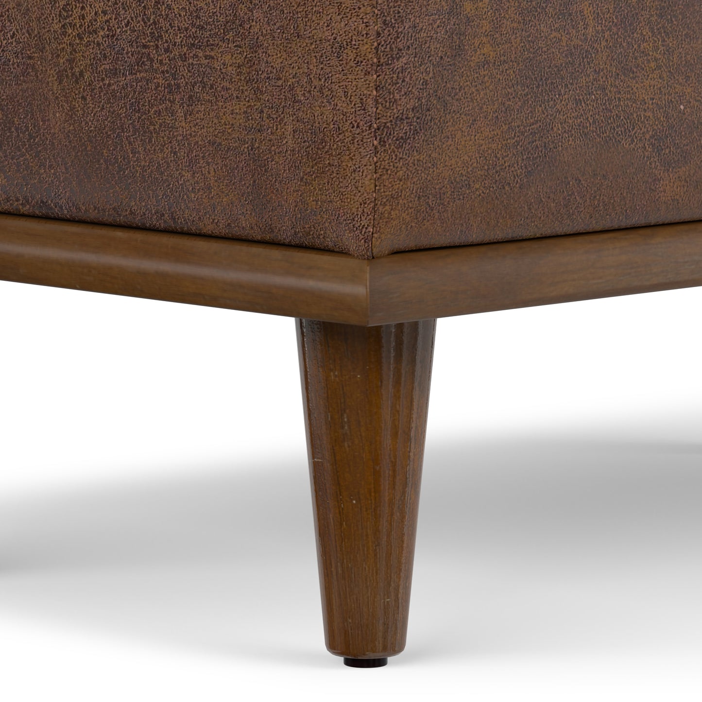 Distressed Chestnut Brown Distressed Vegan Leather | Shiloh Small Storage Ottoman in Distressed Vegan Leather