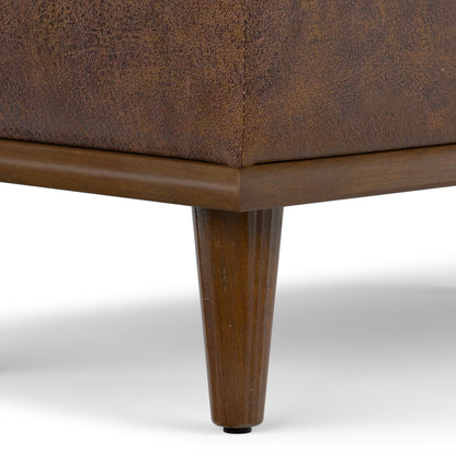 Distressed Chestnut Brown Distressed Vegan Leather | Shiloh Small Storage Ottoman in Distressed Vegan Leather