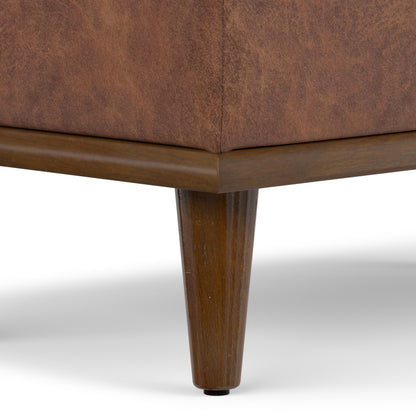 Distressed Saddle Brown Distressed Vegan Leather | Shiloh Small Storage Ottoman in Distressed Vegan Leather