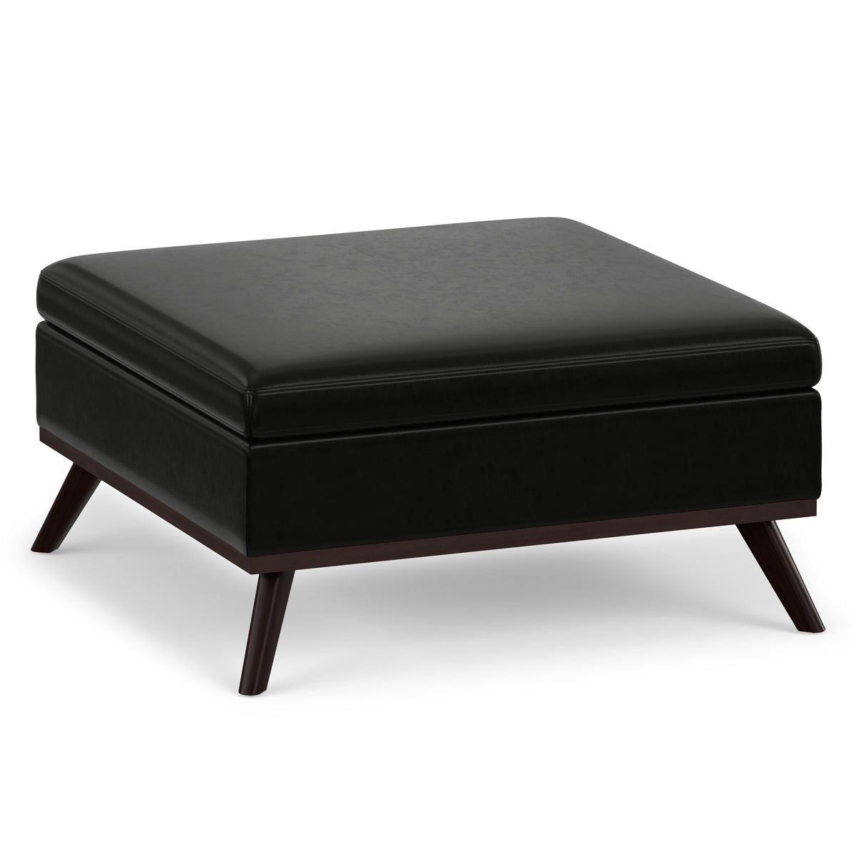Midnight Black Vegan Leather | Owen Medium Square Table Ottoman in Vegan Leather