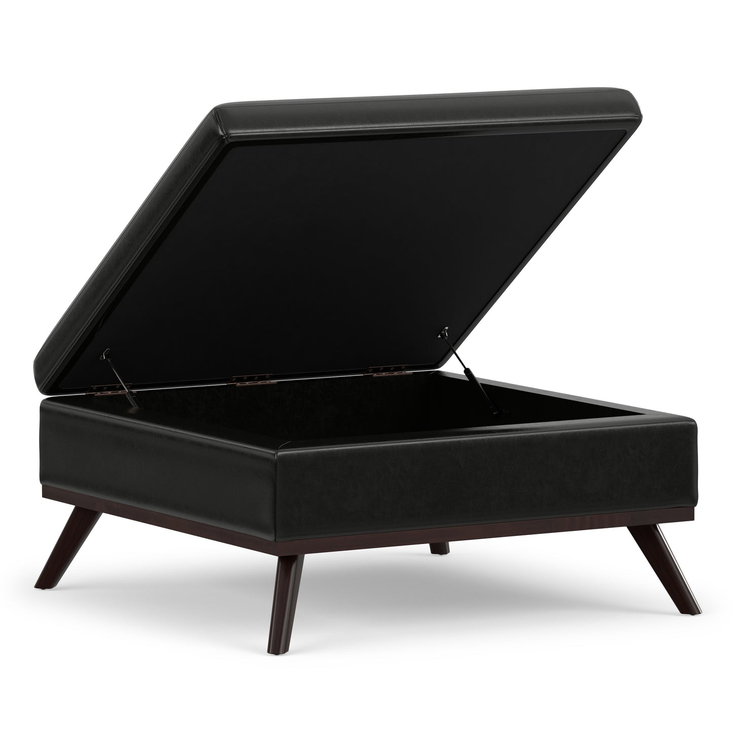 Midnight Black Vegan Leather | Owen Medium Square Table Ottoman in Vegan Leather