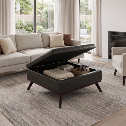 Tanners Brown Vegan Leather | Owen Medium Square Table Ottoman in Vegan Leather