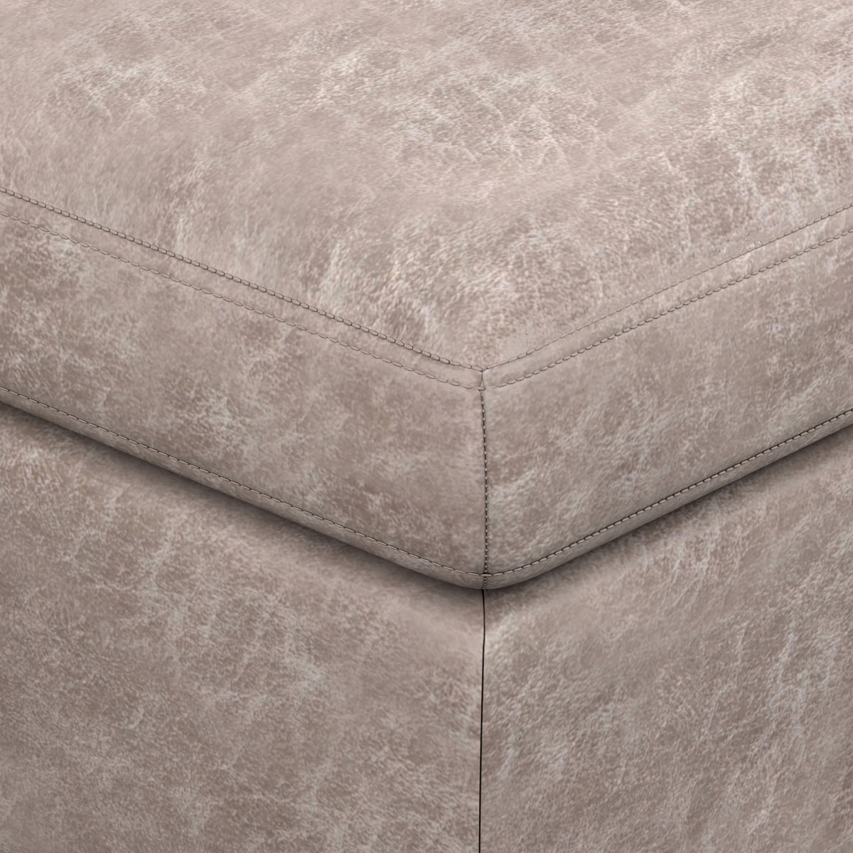 Distressed Grey Taupe Distressed Vegan Leather | Owen Medium Square Table Ottoman in Distressed Vegan Leather