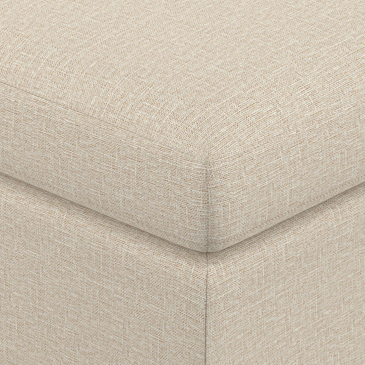 Natural Linen Style Fabric | Owen Medium Square Table Ottoman in Natural