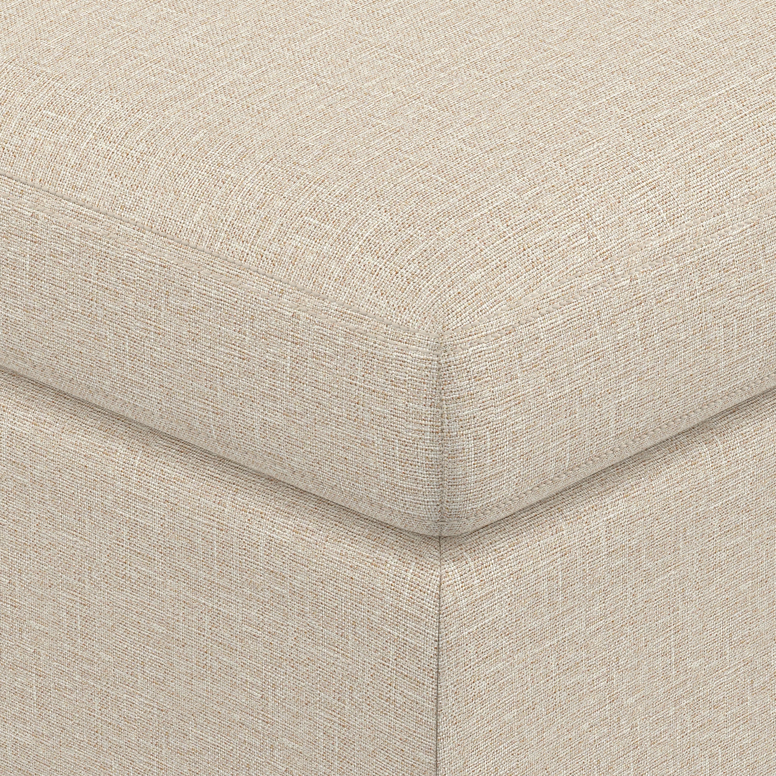 Natural Linen Style Fabric | Owen Medium Square Table Ottoman in Natural
