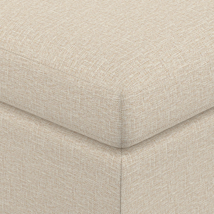 Natural Linen Style Fabric | Owen Medium Square Table Ottoman in Natural