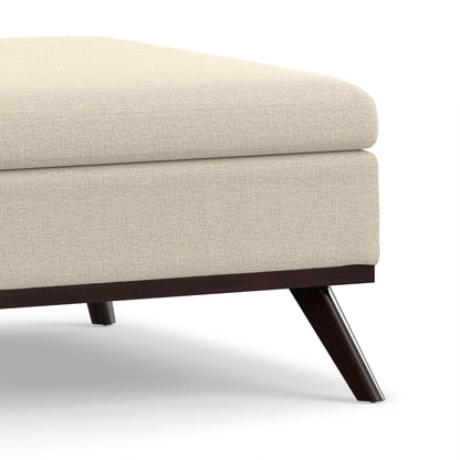 Natural Linen Style Fabric | Owen Medium Square Table Ottoman in Natural