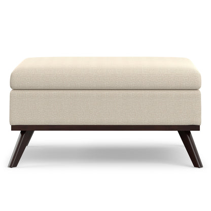 Natural Linen Style Fabric | Owen Medium Square Table Ottoman in Natural
