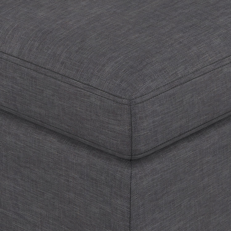 Slate Grey Linen Style Fabric | Owen Medium Square Table Ottoman in Linen
