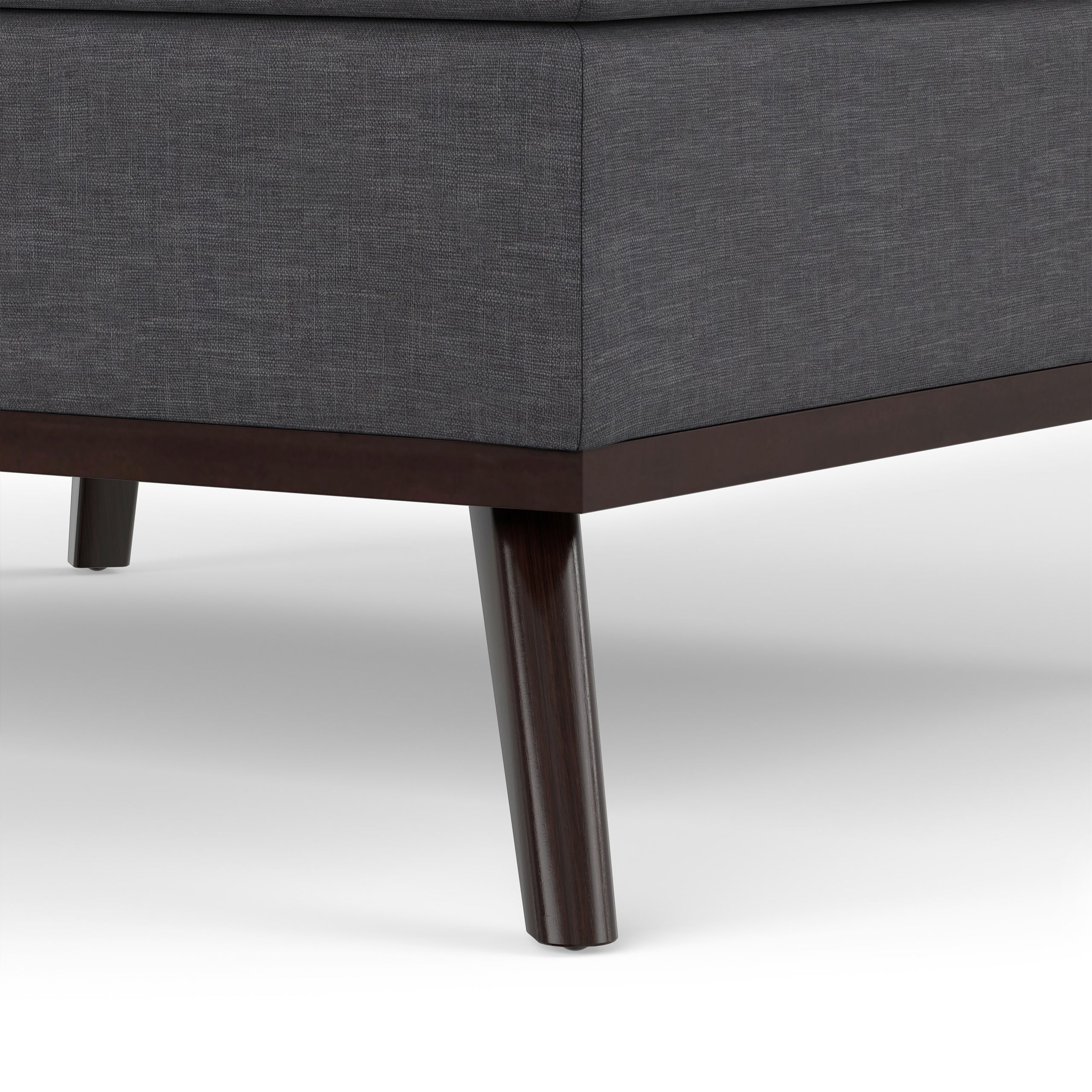 Slate Grey Linen Style Fabric | Owen Medium Square Table Ottoman in Linen