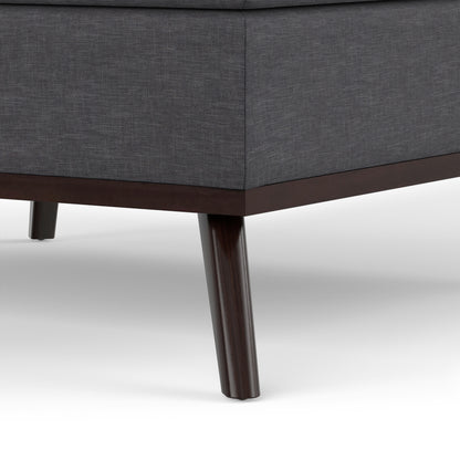 Slate Grey Linen Style Fabric | Owen Medium Square Table Ottoman in Linen