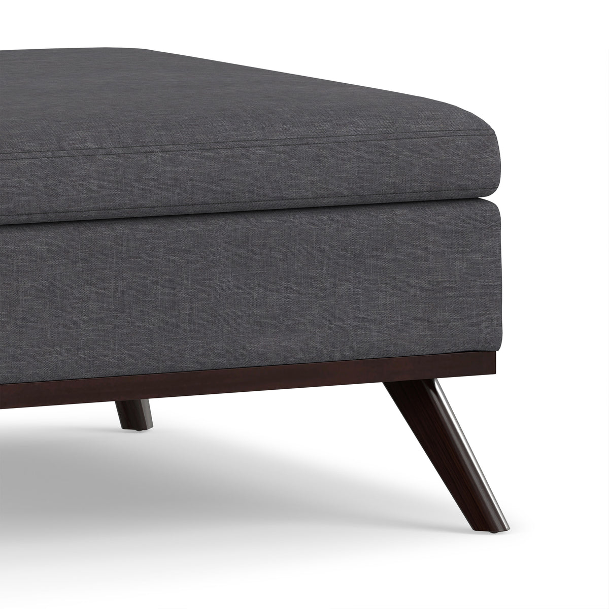 Slate Grey Linen Style Fabric | Owen Medium Square Table Ottoman in Linen