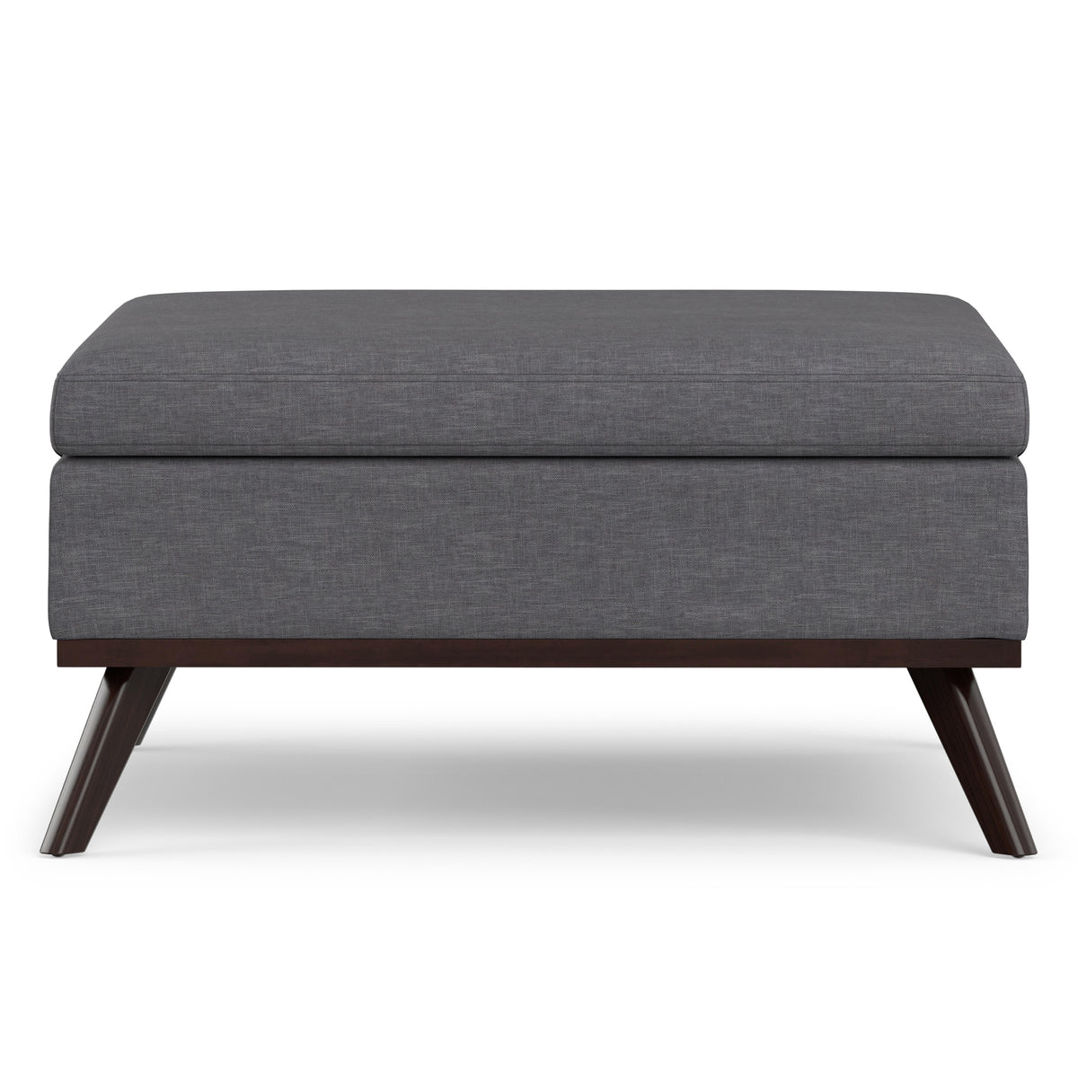 Slate Grey Linen Style Fabric | Owen Medium Square Table Ottoman in Linen