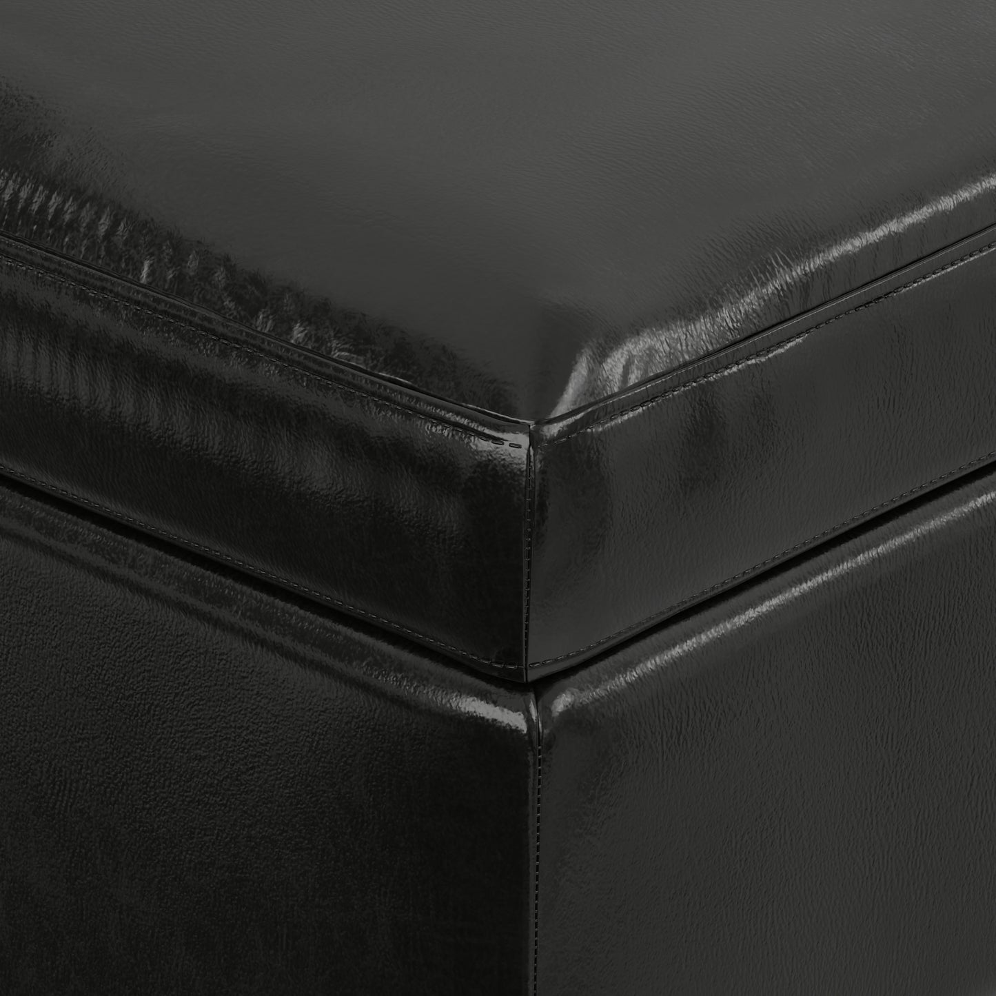 Midnight Black Vegan Leather | Owen Rectangular Table Ottoman in Vegan Leather