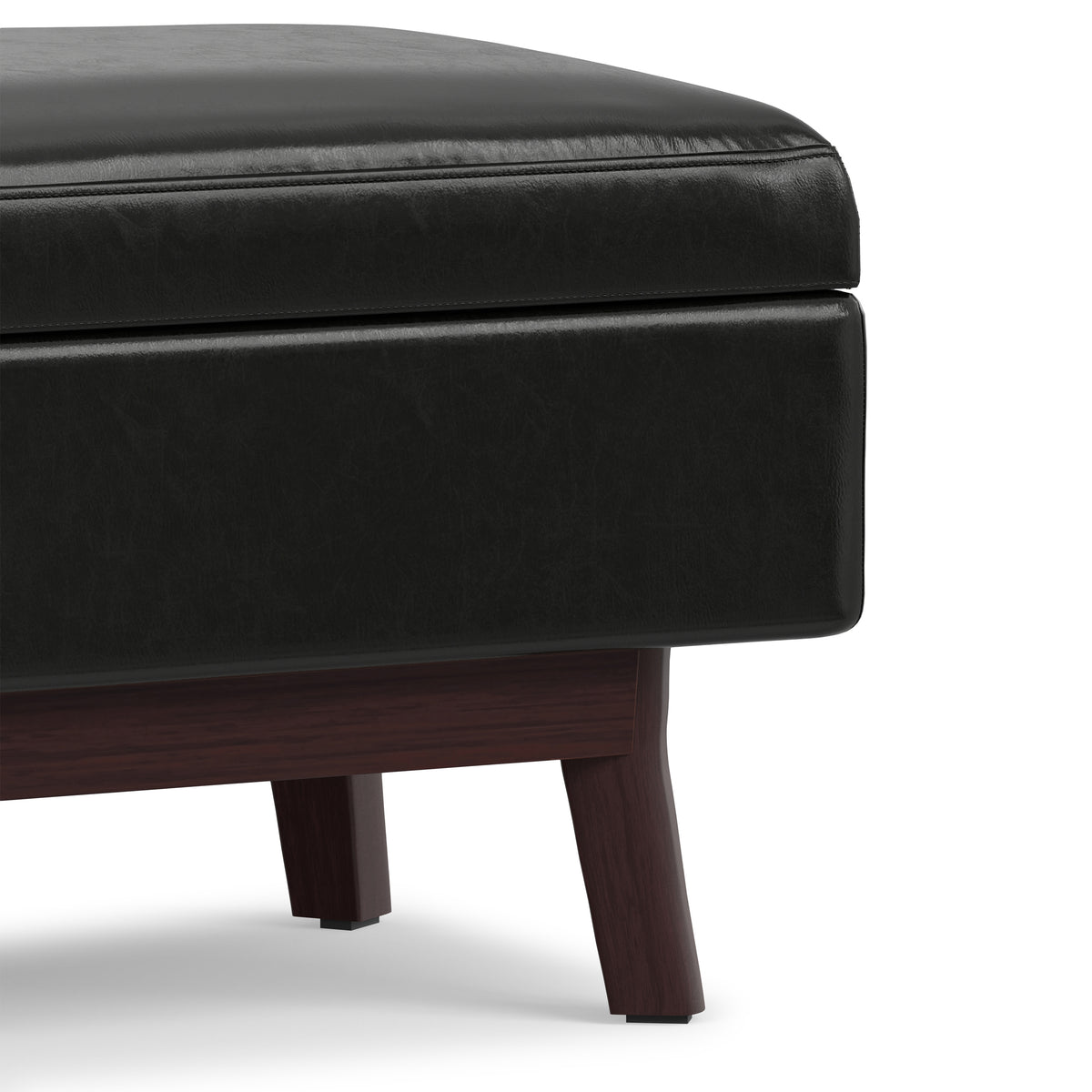 Midnight Black Vegan Leather | Owen Rectangular Table Ottoman in Vegan Leather