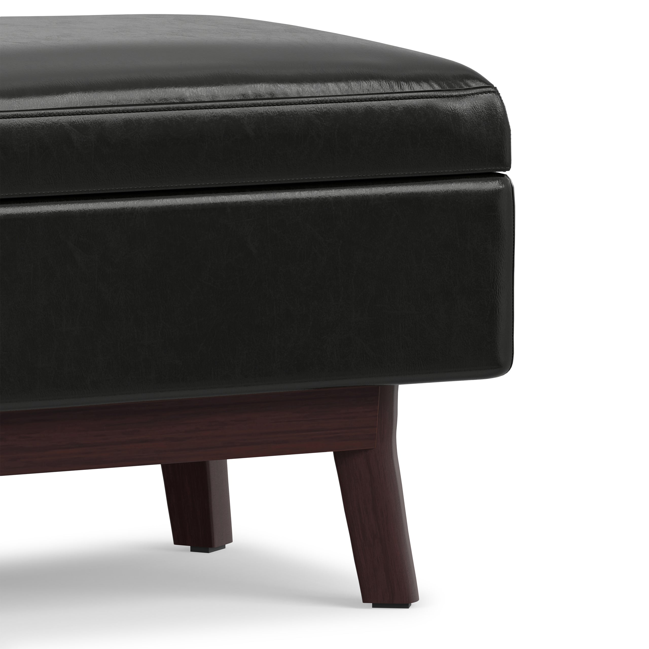 Midnight Black Vegan Leather | Owen Rectangular Table Ottoman in Vegan Leather