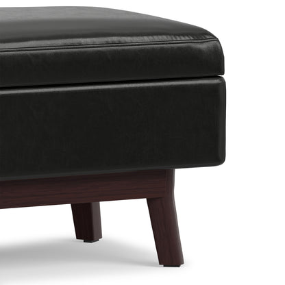 Midnight Black Vegan Leather | Owen Rectangular Table Ottoman in Vegan Leather
