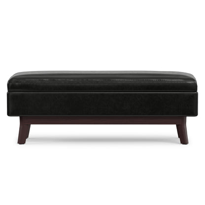 Midnight Black Vegan Leather | Owen Rectangular Table Ottoman in Vegan Leather