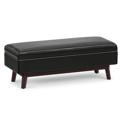 Midnight Black Vegan Leather | Owen Rectangular Table Ottoman in Vegan Leather
