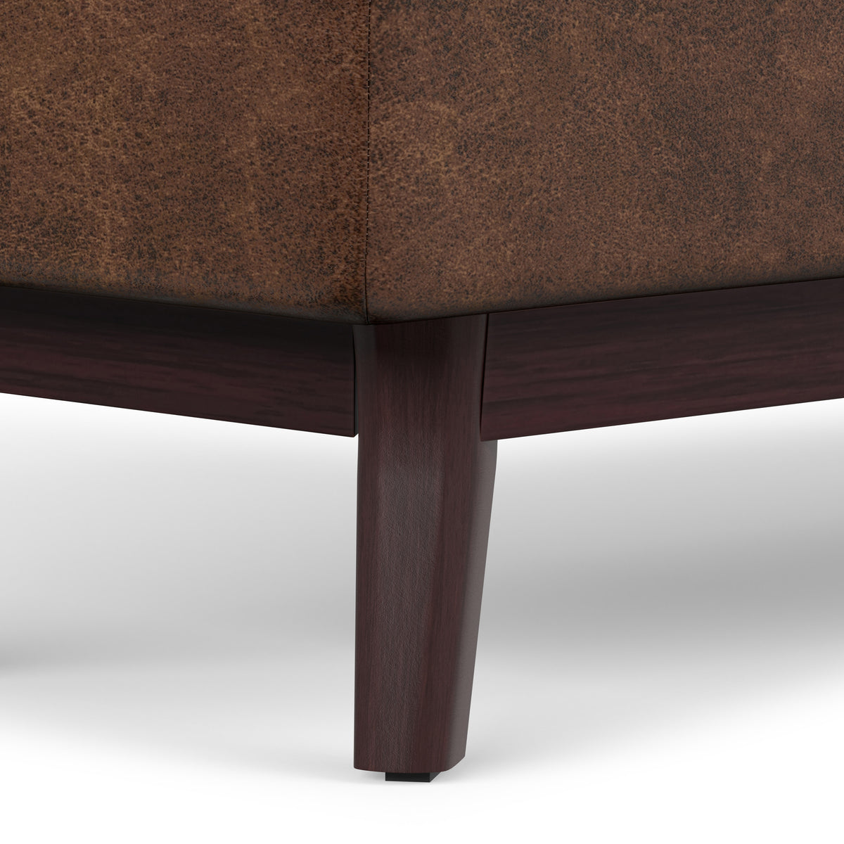 Distressed Chestnut Brown Distressed Vegan Leather | Owen Rectangular Table Ottoman in Distressed Vegan Leather