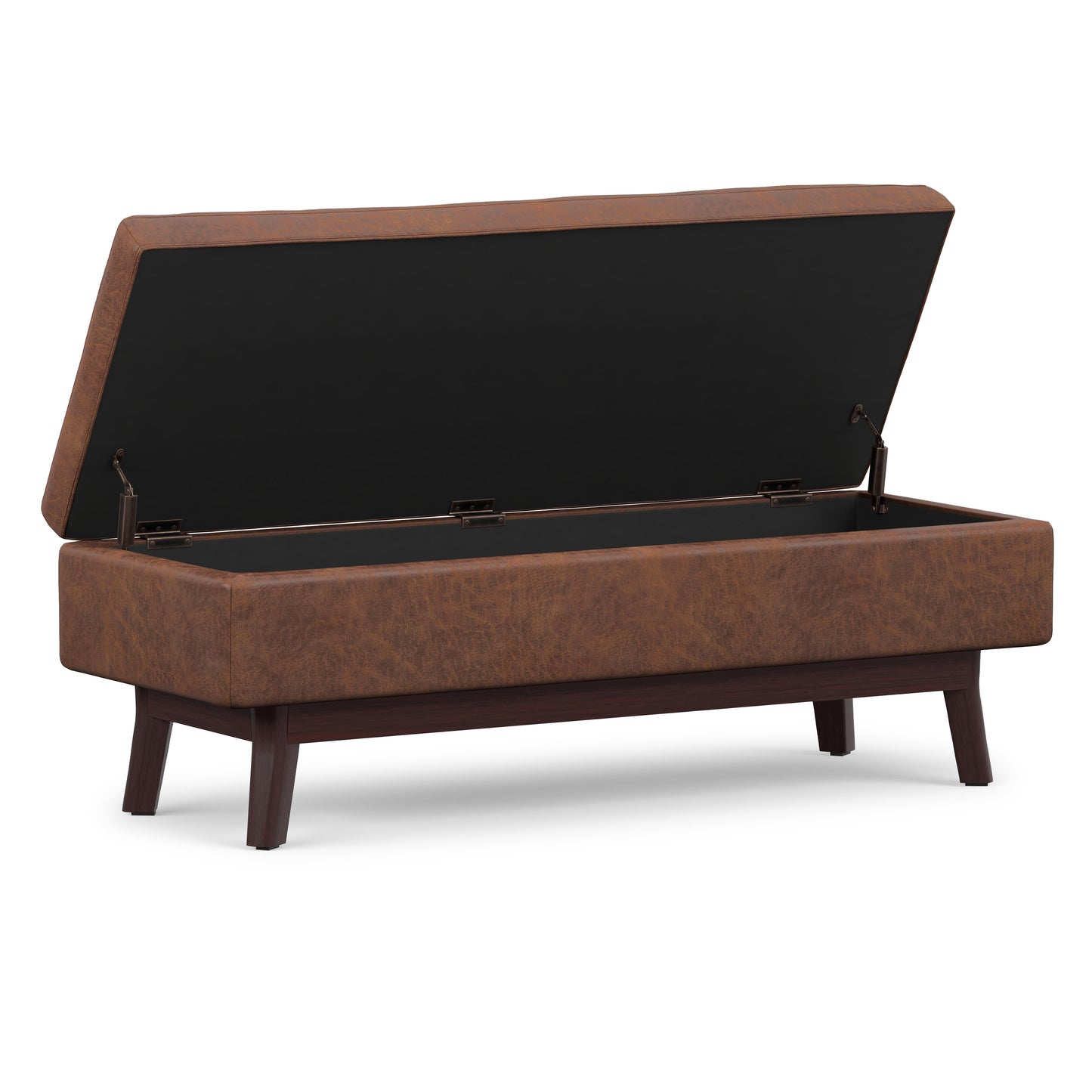Distressed Saddle Brown Distressed Vegan Leather | Owen Rectangular Table Ottoman in Distressed Vegan Leather