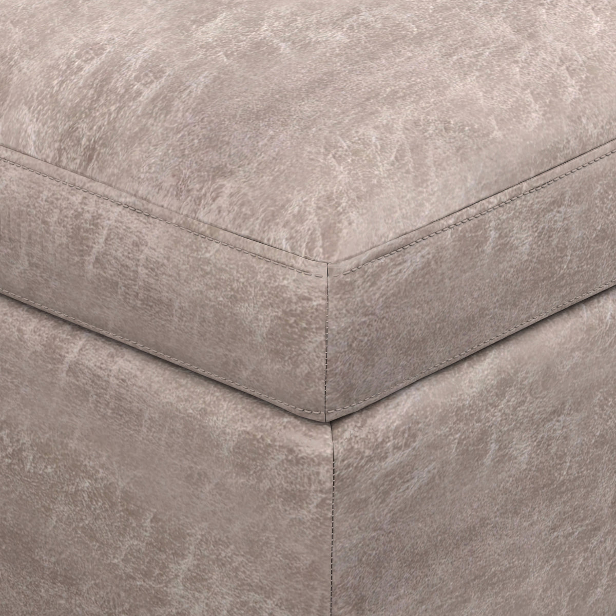 Distressed Grey Taupe Distressed Vegan Leather | Owen Rectangular Table Ottoman in Distressed Vegan Leather
