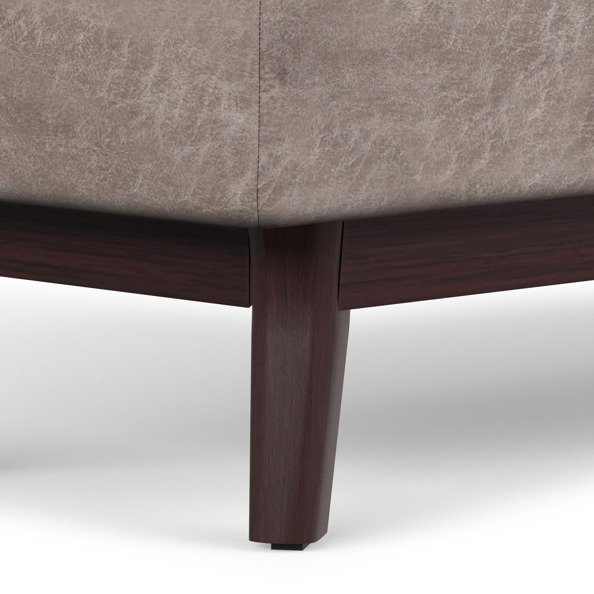 Distressed Grey Taupe Distressed Vegan Leather | Owen Rectangular Table Ottoman in Distressed Vegan Leather