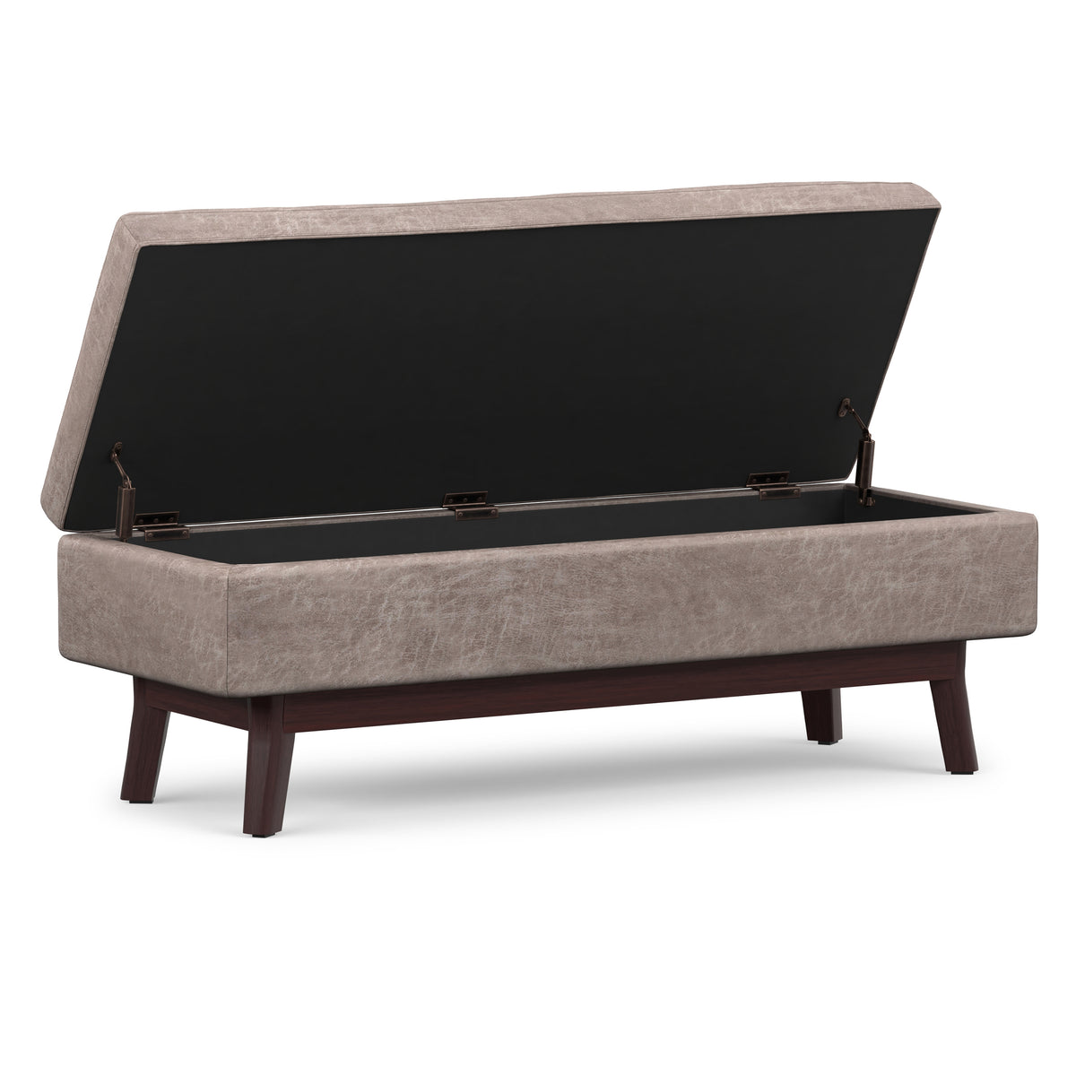 Distressed Grey Taupe Distressed Vegan Leather | Owen Rectangular Table Ottoman in Distressed Vegan Leather