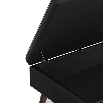 Distressed Black Distressed Vegan Leather | Owen Small Coffee Table Ottoman in Distressed Vegan Leather