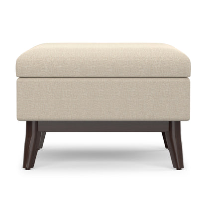 Natural Linen Style Fabric | Owen Small Coffee Table Ottoman in Linen