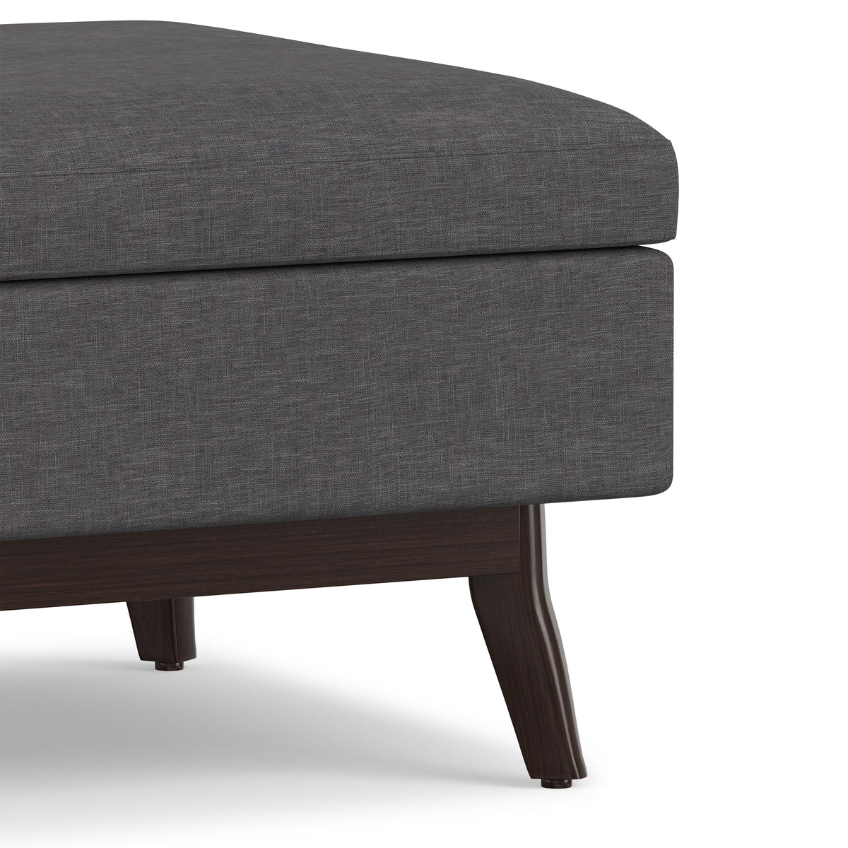 Slate Grey Linen Style Fabric | Owen Small Coffee Table Ottoman in Linen