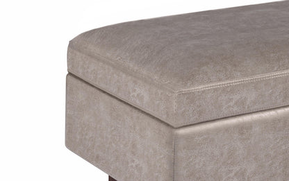 Distressed Grey Taupe Distressed Vegan Leather | Owen Small Rectangular Storage Ottoman