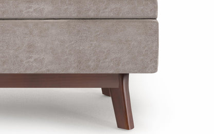 Distressed Grey Taupe Distressed Vegan Leather | Owen Small Rectangular Storage Ottoman
