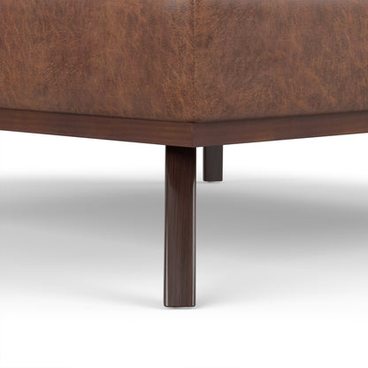 Distressed Saddle Brown Distressed Vegan Leather | Owen XL Square Coffee Table Storage Ottoman in Distressed Vegan Leather