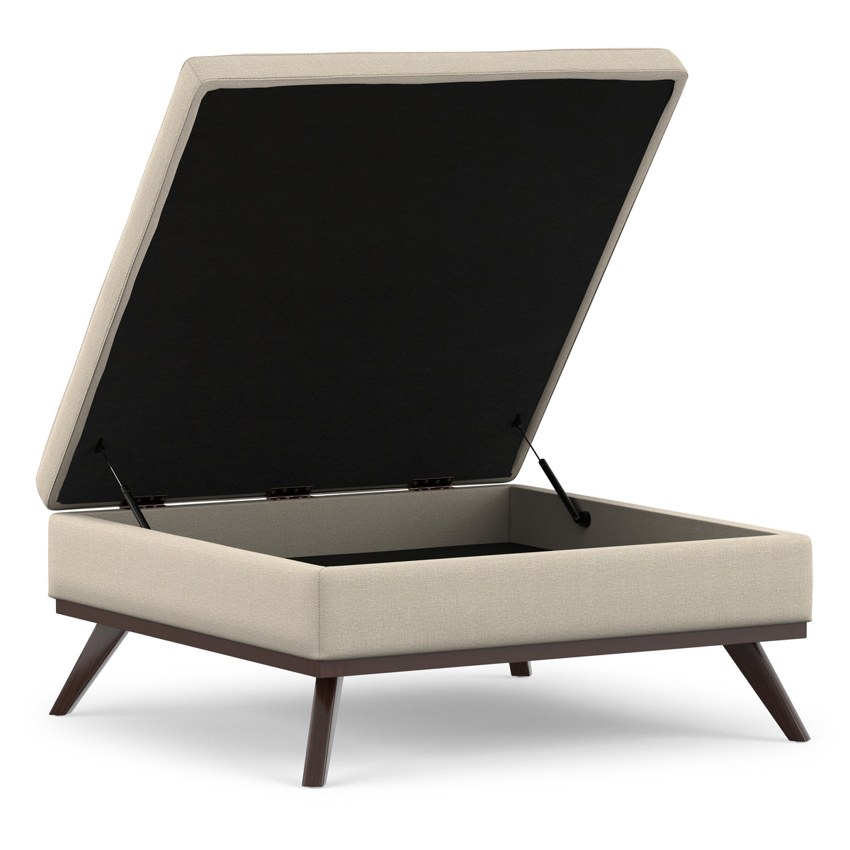 Natural Linen Style Fabric | Owen XL Square Coffee Table Storage Ottoman in Linen Style Fabric