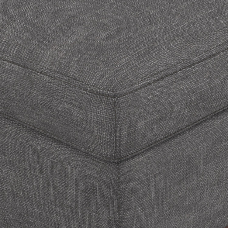 Slate Grey Linen Style Fabric | Owen XL Square Coffee Table Storage Ottoman in Linen Style Fabric