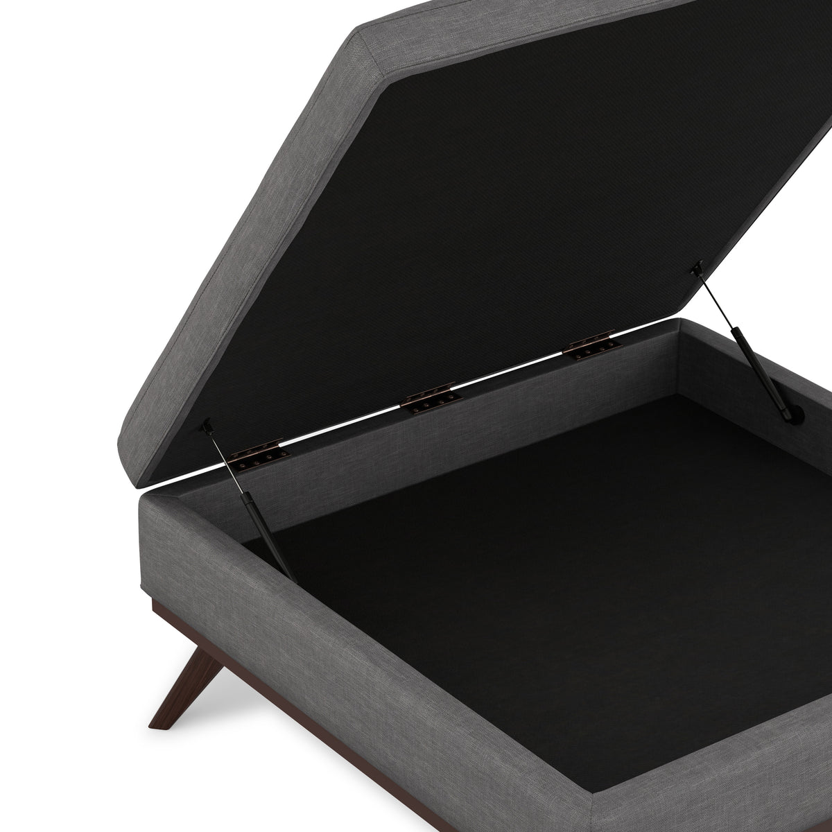 Slate Grey Linen Style Fabric | Owen XL Square Coffee Table Storage Ottoman in Linen Style Fabric