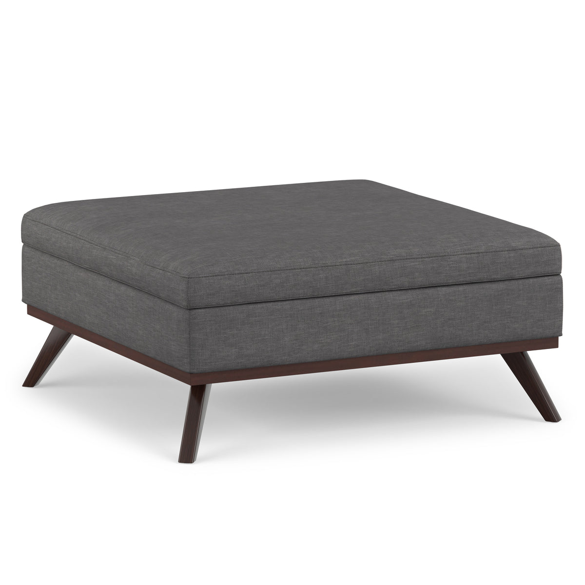 Slate Grey Linen Style Fabric | Owen XL Square Coffee Table Storage Ottoman in Linen Style Fabric