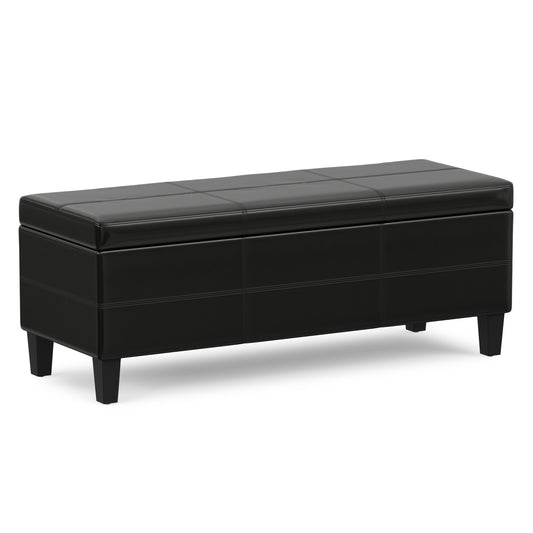 Midnight Black | Afton Storage Ottoman Bench