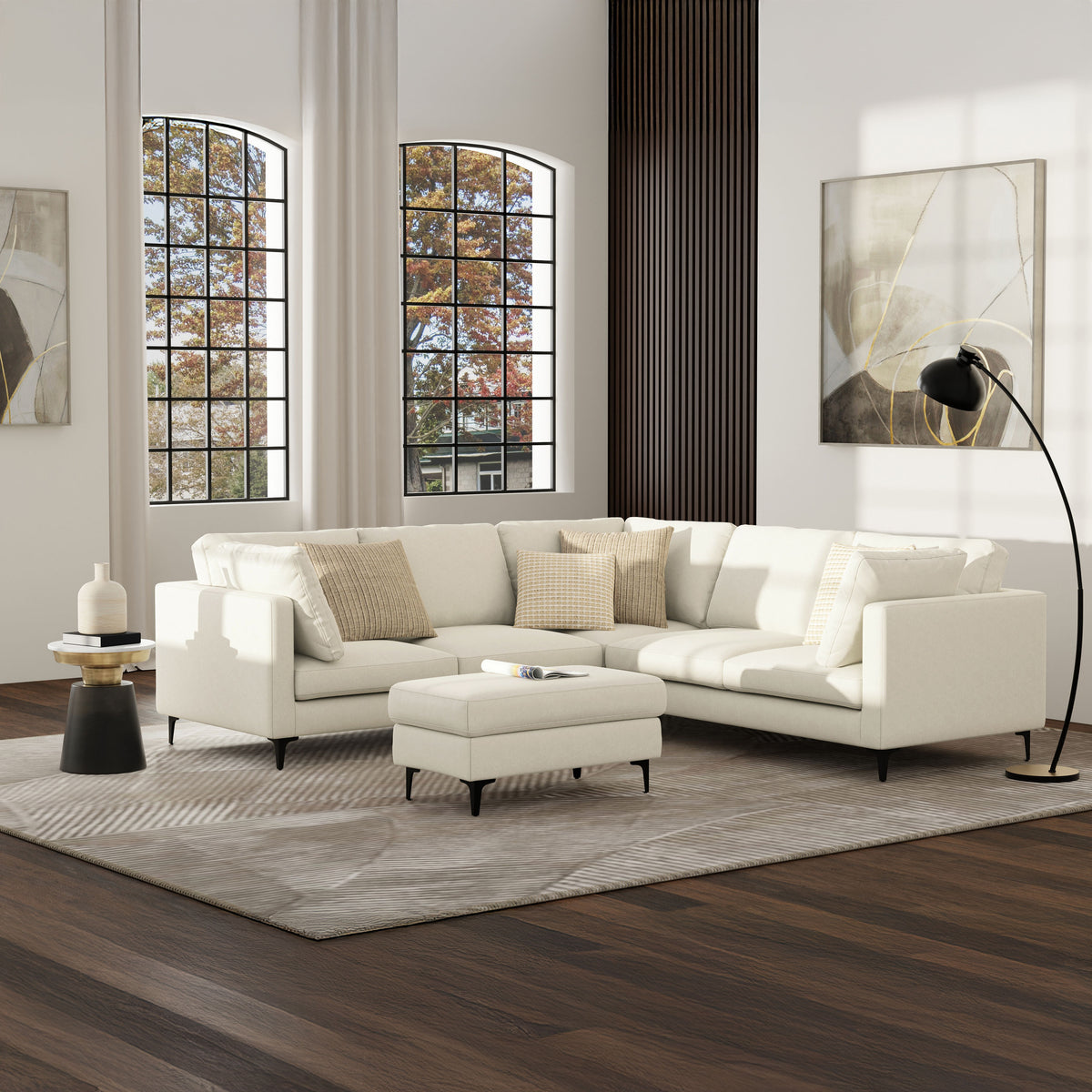 Cream | Ava Mid Century Ottoman