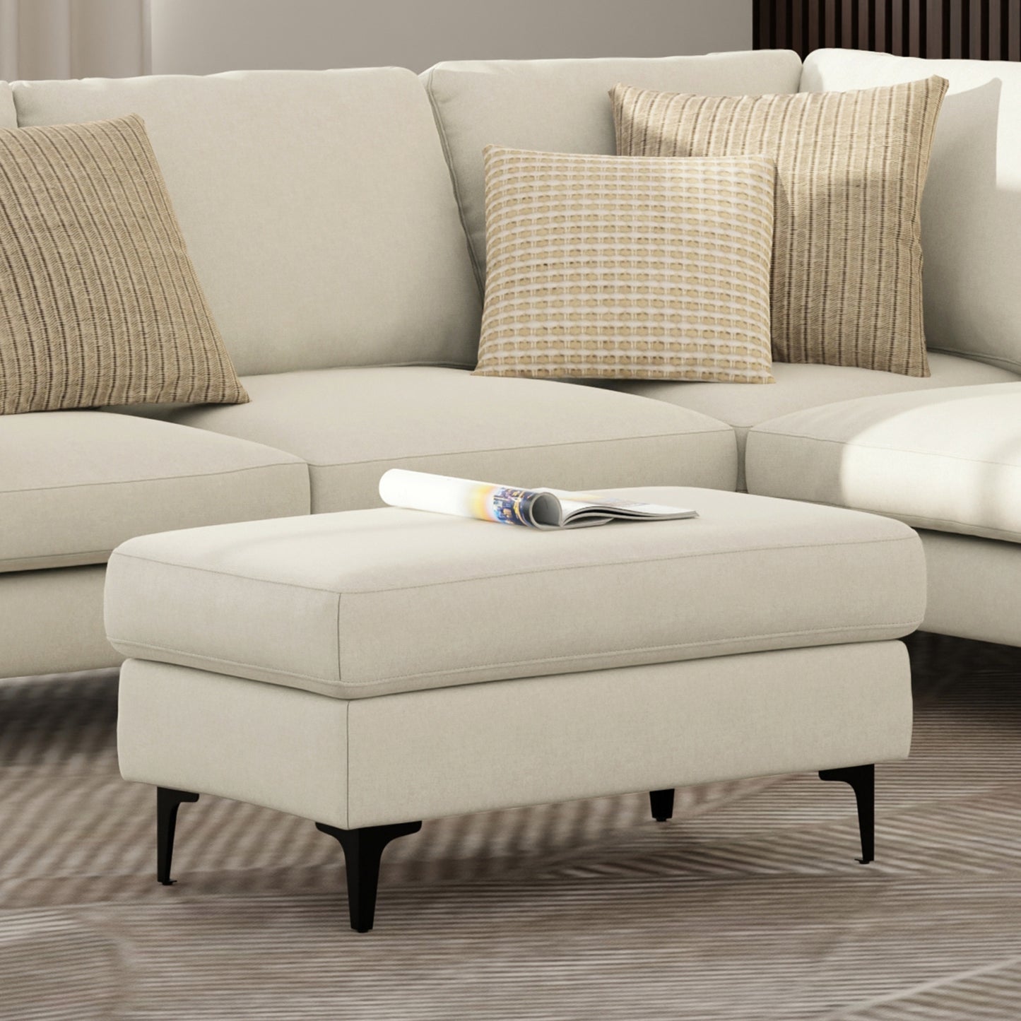 Cream | Ava Mid Century Ottoman
