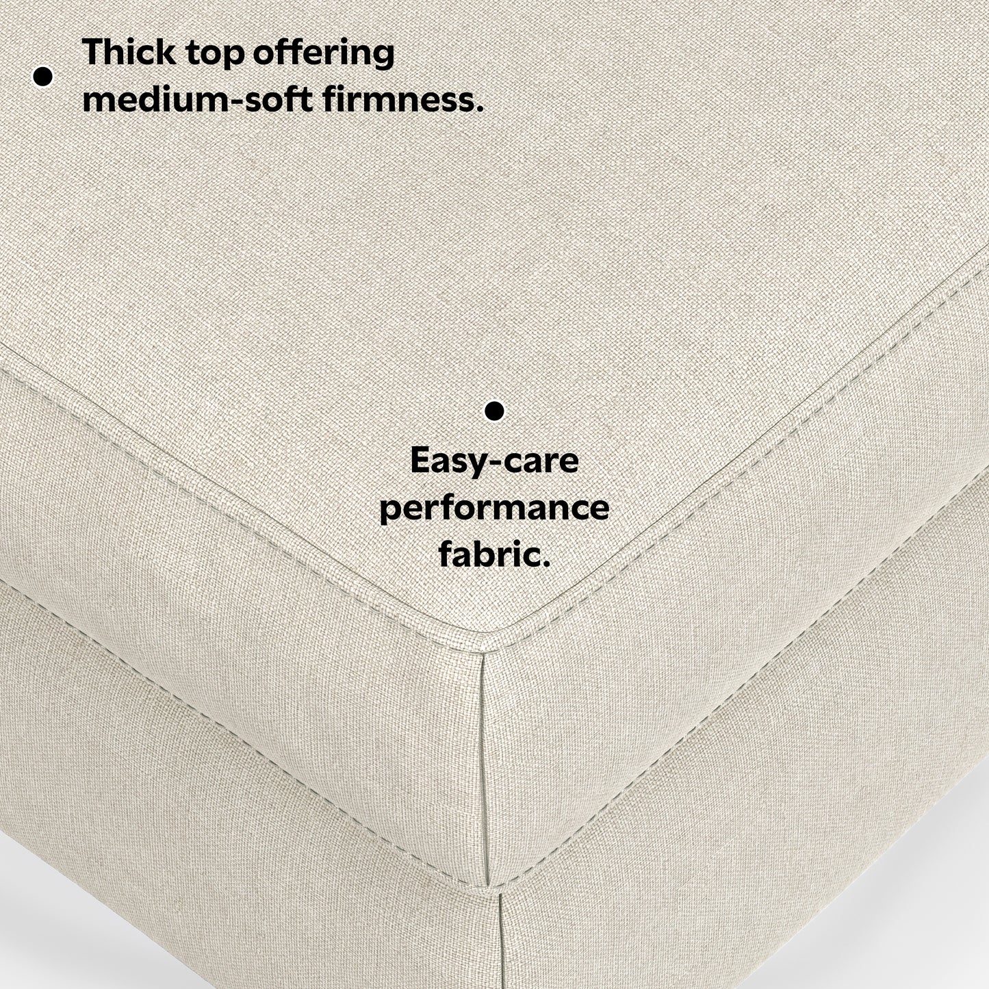 Cream | Ava Mid Century Ottoman