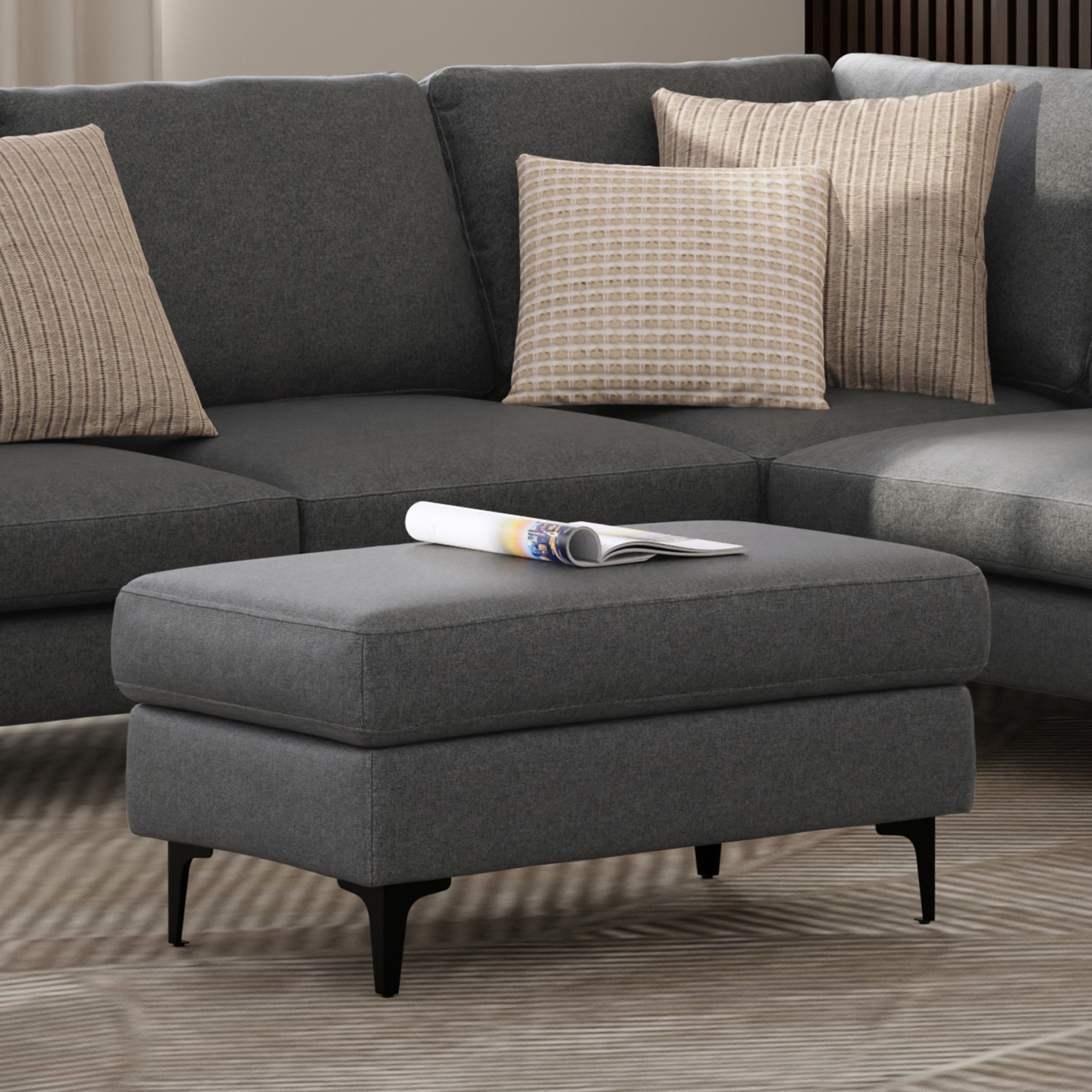 Pebble Grey | Ava Mid Century Ottoman