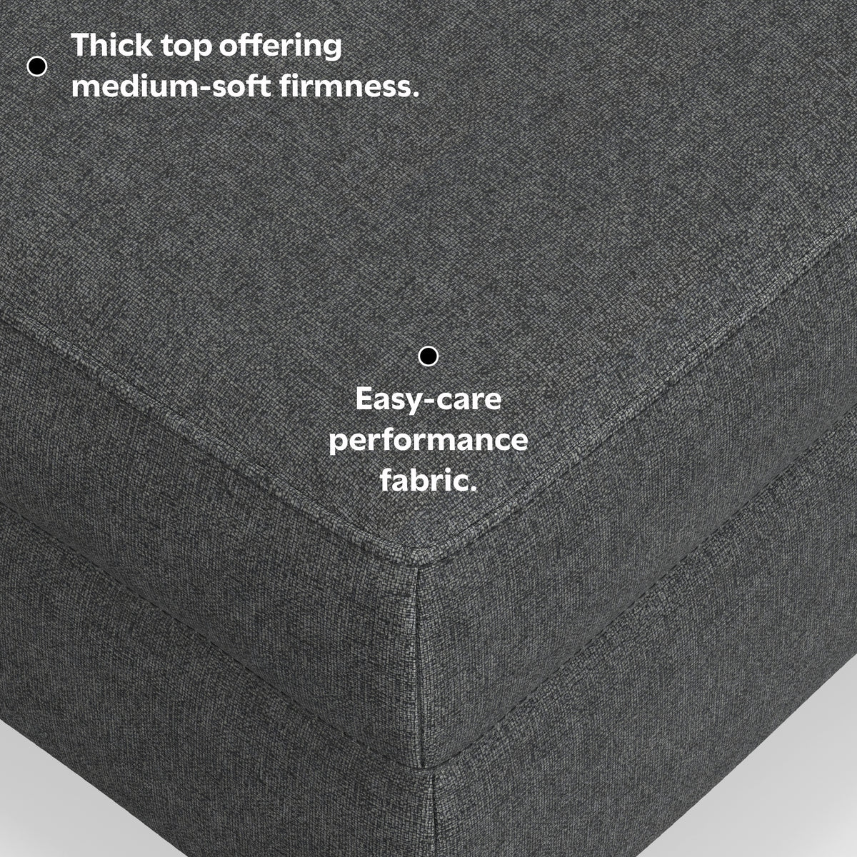Pebble Grey | Ava Mid Century Ottoman
