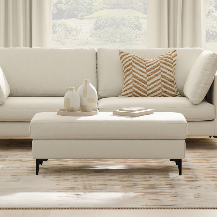 Cream | Ava Mid Century Ottoman Bench