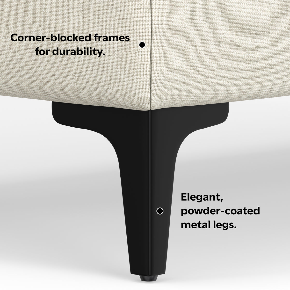 Cream | Ava Mid Century Ottoman Bench