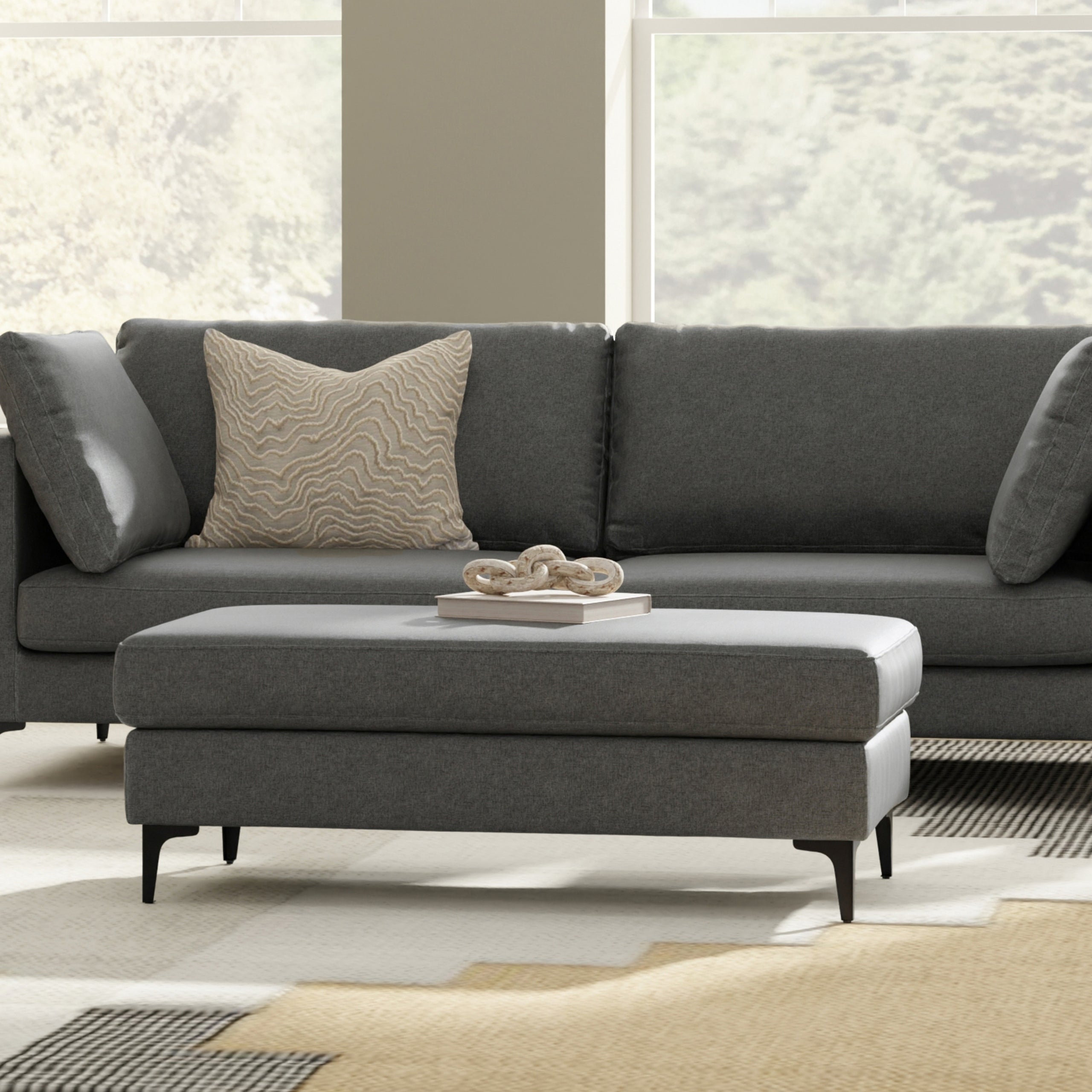 Pebble Grey | Ava Mid Century Ottoman Bench