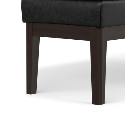 Distressed Black Distressed Vegan Leather | Carlson Ottoman Bench in Distressed Vegan Leather